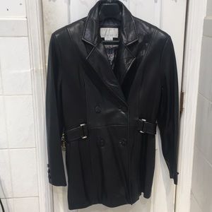 ⭐️PRICE DROP⭐️ Vintage Nine West Leather Peacoat, double breasted